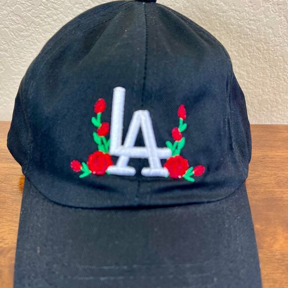 LA Black rose Baseball cap with adjustable Streetwear South City of Angels Y2K - Picture 12 of 15